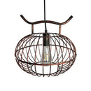 Lodge rust & aged brass lantern design pendant light kitchen cage