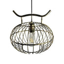 Lodge rust & aged brass lantern design pendant light kitchen cage