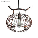 Lodge rust & aged brass lantern design pendant light kitchen cage