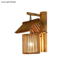 Lodge style bamboo house wall light – balcony e26 e27 sconce