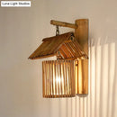 Lodge style bamboo house wall light – balcony e26 e27 sconce