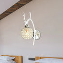 Lodge white and chrome deer wall sconce crystal dome shade bedroom