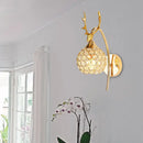 Lodge white and chrome deer wall sconce crystal dome shade bedroom