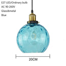 Loft blue glass pendant light – kitchen textured brass lamp