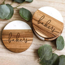 Lolita Family Name Acacia Wood and Marble Coasters