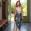 Sara - Long Silk Scarf - Blue