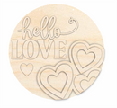 Unfinished Wood Hello Love Door Sign Kit | Wood Craft Cutouts | 1/4" Thick |
