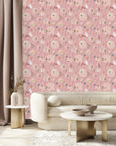 Modish Pink Wallpaper with Wildflowers Smart