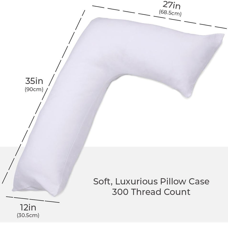 L-Shaped Body Pillow - Prenatal Pregnancy Pillow - Side Sleeper, Superior, White