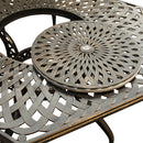 Outdoor Aluminum 7pc Hexagon Patio Dining Set, Lazy Susan, Six Chairs