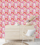 Contemporary Watercolor Pink Flowers Wallpaper