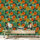 Modish Orange Flowers Wallpaper Smart