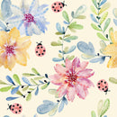Floral Wallpaper with Ladybugs Pattern
