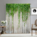 Lush ivy green leaf plant printed curtains for living room sheer panels