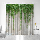 Lush ivy green leaf plant printed curtains for living room sheer panels