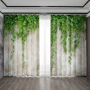 Lush ivy green leaf plant printed curtains for living room sheer panels