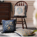 Luxe blue & gold camellia floral velvet cushion cover living room