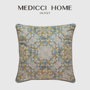 Luxe blue & gold camellia floral velvet cushion cover living room