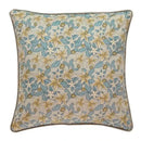 Luxe blue & gold camellia floral velvet cushion cover living room