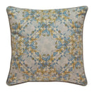 Luxe blue & gold camellia floral velvet cushion cover living room