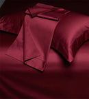 DecorBites™ Burgundy Red Egyptian Cotton Bedding Set - Soft Silky Solid Color Luxe Duvet Cover, Sheet, Pillowcases