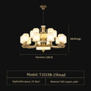 Luxe gold and frosted glass jade chandelier living room light