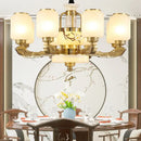 Luxe gold and frosted glass jade chandelier living room light