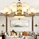 Luxe gold and frosted glass jade chandelier living room light