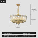 Luxe gold and gray crystal duplex villa chandelier living room light