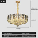 Luxe gold and gray crystal duplex villa chandelier living room light
