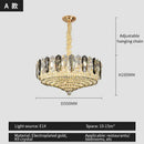 Luxe gold and gray crystal duplex villa chandelier living room light