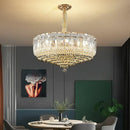 Luxe gold and gray crystal duplex villa chandelier living room light