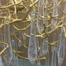 Luxe gold branch crystal led chandelier for living room