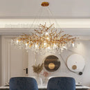 Luxe gold branch crystal led chandelier for living room