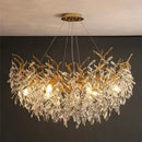 Luxe gold crystal branch pendant light living room chandelier