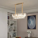 Luxe gold crystal indoor chandelier leaf accent living room light