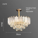 Luxe gold crystal indoor chandelier leaf accent living room light