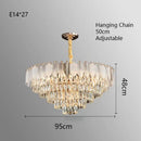 Luxe gold crystal indoor chandelier leaf accent living room light
