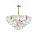 Luxe gold crystal indoor chandelier leaf accent living room light