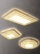 Luxe gold crystal led ceiling chandelier for dining room