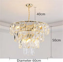 Luxe gold steel crystal pendant light dining room chandelier