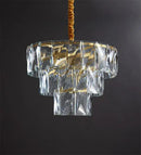 Luxe gold steel crystal pendant light dining room chandelier