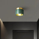 Luxe green & white marble downlight gold rim living room light