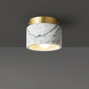 Luxe green & white marble downlight gold rim living room light