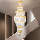 Luxurious gold and clear decorbites crystal staircase chandelier