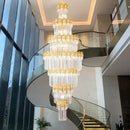 Luxurious gold and clear decorbites crystal staircase chandelier