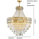 Luxurious gold hexagonal deluxe crystal led pendant lamp dining room