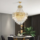 Luxurious gold hexagonal deluxe crystal led pendant lamp dining room