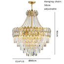 Luxurious gold hexagonal deluxe crystal led pendant lamp dining room