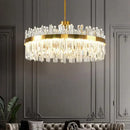 Luxurious gold round crystal pendant light for living room